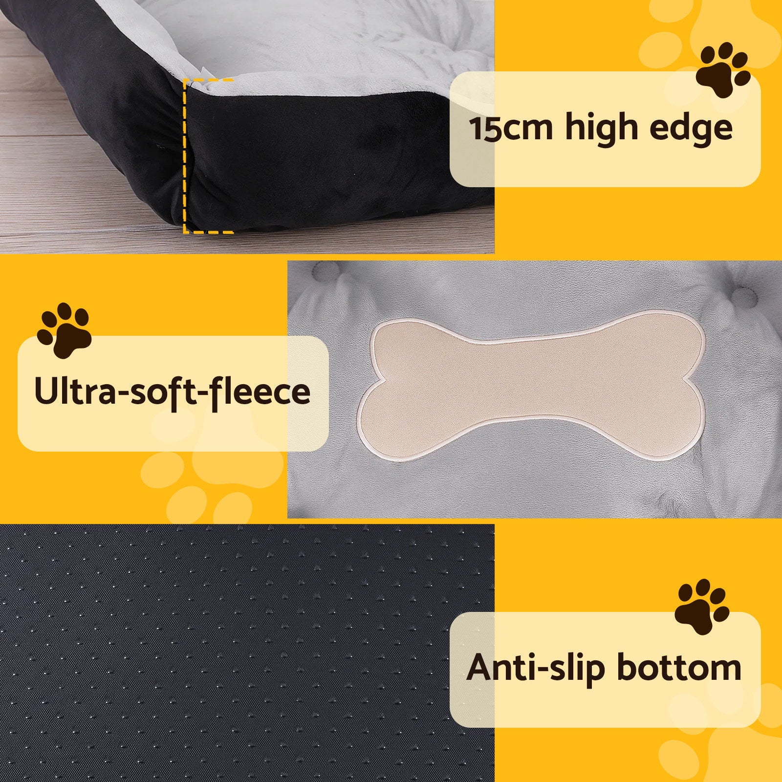 i.Pet Pet Bed Dog Bed Soft PP Cotton Mat Sleeping Comfy Cushion Washable Extra Large PET-BED-XL120-BKGR