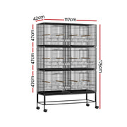 i.Pet Bird Cage 175cm Large Aviary PET-BIRDCAGE-6CAGE-BK