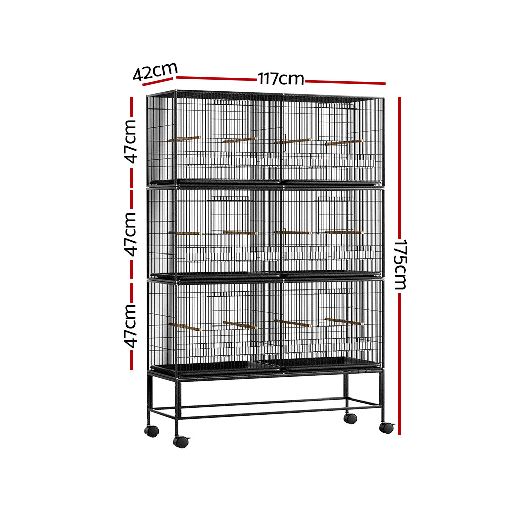 i.Pet Bird Cage 175cm Large Aviary PET-BIRDCAGE-6CAGE-BK