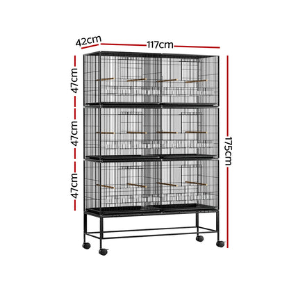 i.Pet Bird Cage 175cm Large Aviary PET-BIRDCAGE-6CAGE-BK