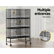 i.Pet Bird Cage 175cm Large Aviary PET-BIRDCAGE-6CAGE-BK