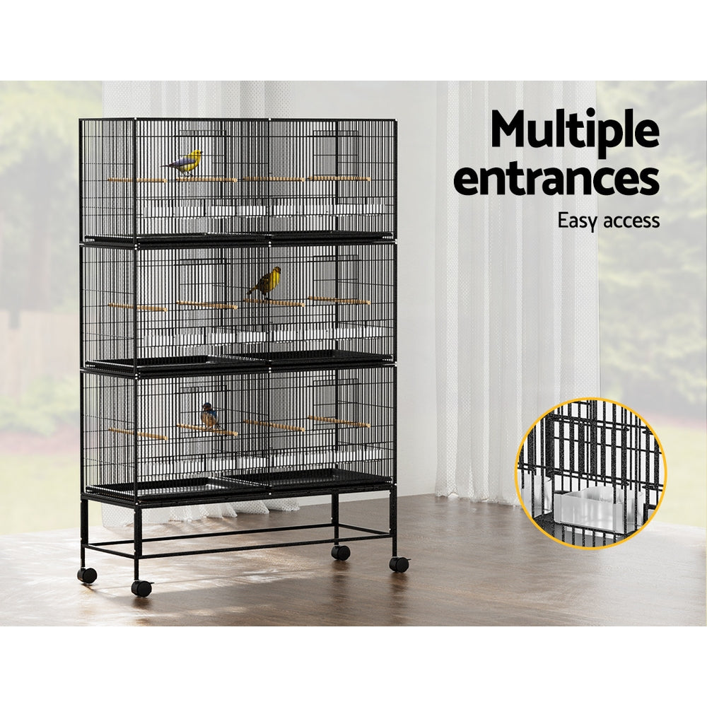 i.Pet Bird Cage 175cm Large Aviary PET-BIRDCAGE-6CAGE-BK