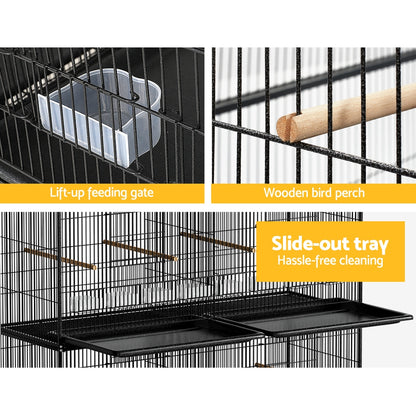i.Pet Bird Cage 175cm Large Aviary PET-BIRDCAGE-6CAGE-BK