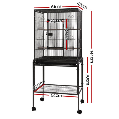 i.Pet Bird Cage 144cm Large Aviary PET-BIRDCAGE-B030-BK