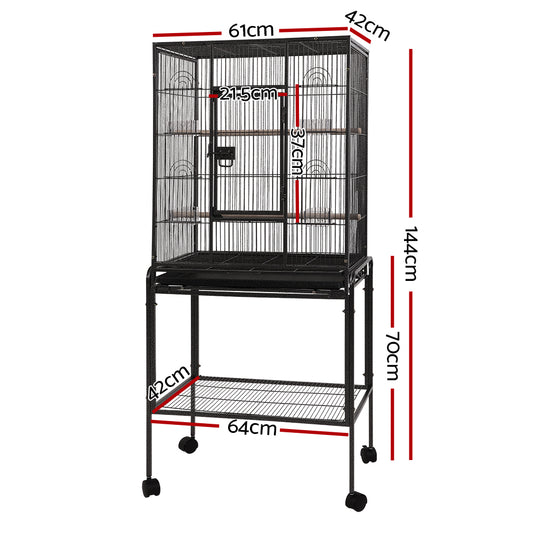 i.Pet Bird Cage 144cm Large Aviary PET-BIRDCAGE-B030-BK
