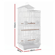 i.Pet 100cm Bird Cage Aviary Parrot Budgie White