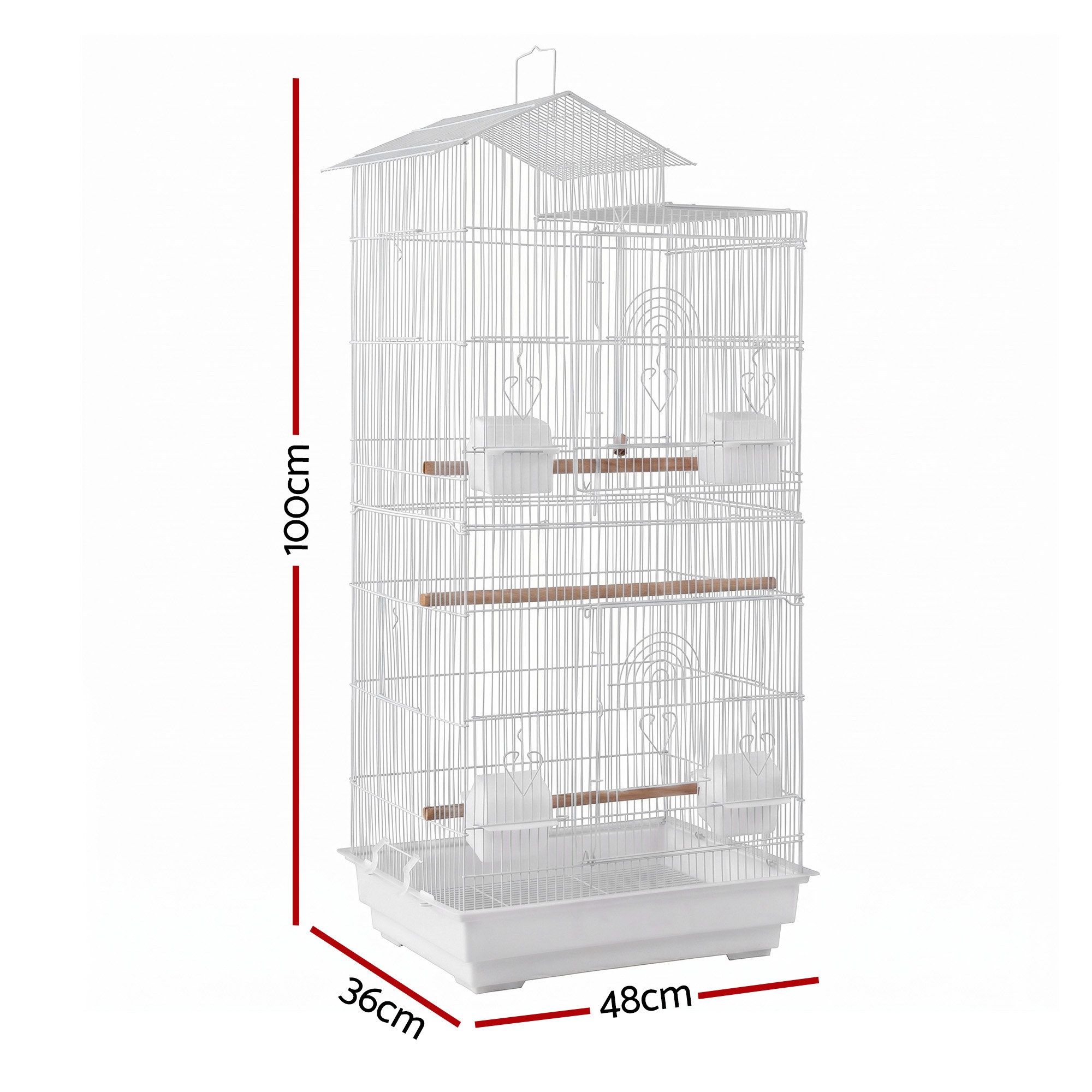 i.Pet 100cm Bird Cage Aviary Parrot Budgie White