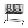 i.Pet 106cm 2-in-1 Bird Cage Aviary with Divider Parrot Budgie Wheels Black PET-BIRDCAGE-H106-BK