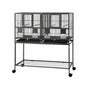 i.Pet 106cm 2-in-1 Bird Cage Aviary with Divider Parrot Budgie Wheels Black PET-BIRDCAGE-H106-BK