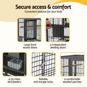 i.Pet 106cm 2-in-1 Bird Cage Aviary with Divider Parrot Budgie Wheels Black PET-BIRDCAGE-H106-BK