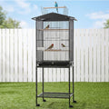 i.Pet 136cm Bird Cage Aviary Open Top Parrot Budgie Stand Wheels Black PET-BIRDCAGE-H136-BK