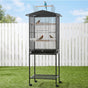 i.Pet 136cm Bird Cage Aviary Open Top Parrot Budgie Stand Wheels Black PET-BIRDCAGE-H136-BK