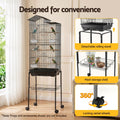 i.Pet 158cm Bird Cage Aviary Parrot Budgie Stand Wheels Black