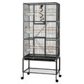 i.Pet 176cm 3-Tier Large Bird Cage Aviary with Ladder Parrot Budgie Wheels Black PET-BIRDCAGE-H176-BK