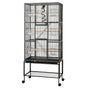 i.Pet 176cm 3-Tier Large Bird Cage Aviary with Ladder Parrot Budgie Wheels Black PET-BIRDCAGE-H176-BK