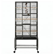 i.Pet 176cm 3-Tier Large Bird Cage Aviary with Ladder Parrot Budgie Wheels Black PET-BIRDCAGE-H176-BK