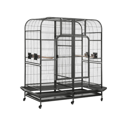 i.Pet Bird Cage Extra Large Aviary 185cm Pet Parrot Cage Castor Wheel Removable Divider PET-BIRDCAGE-H185-BK-AB