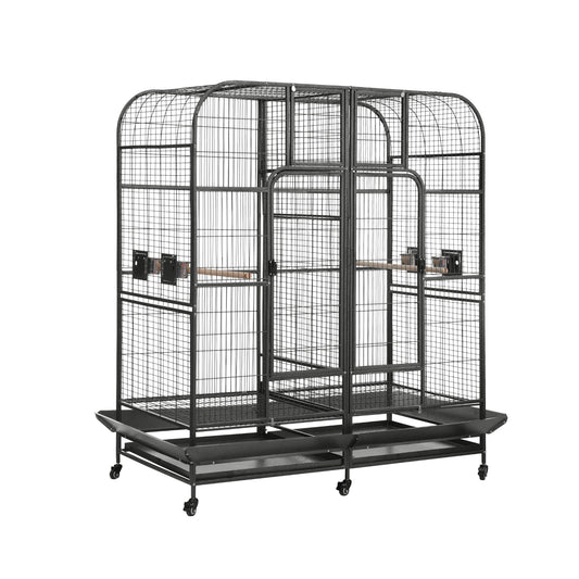 i.Pet Bird Cage Extra Large Aviary 185cm Pet Parrot Cage Castor Wheel Removable Divider PET-BIRDCAGE-H185-BK-AB