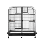i.Pet Bird Cage Extra Large Aviary 185cm Pet Parrot Cage Castor Wheel Removable Divider PET-BIRDCAGE-H185-BK-AB