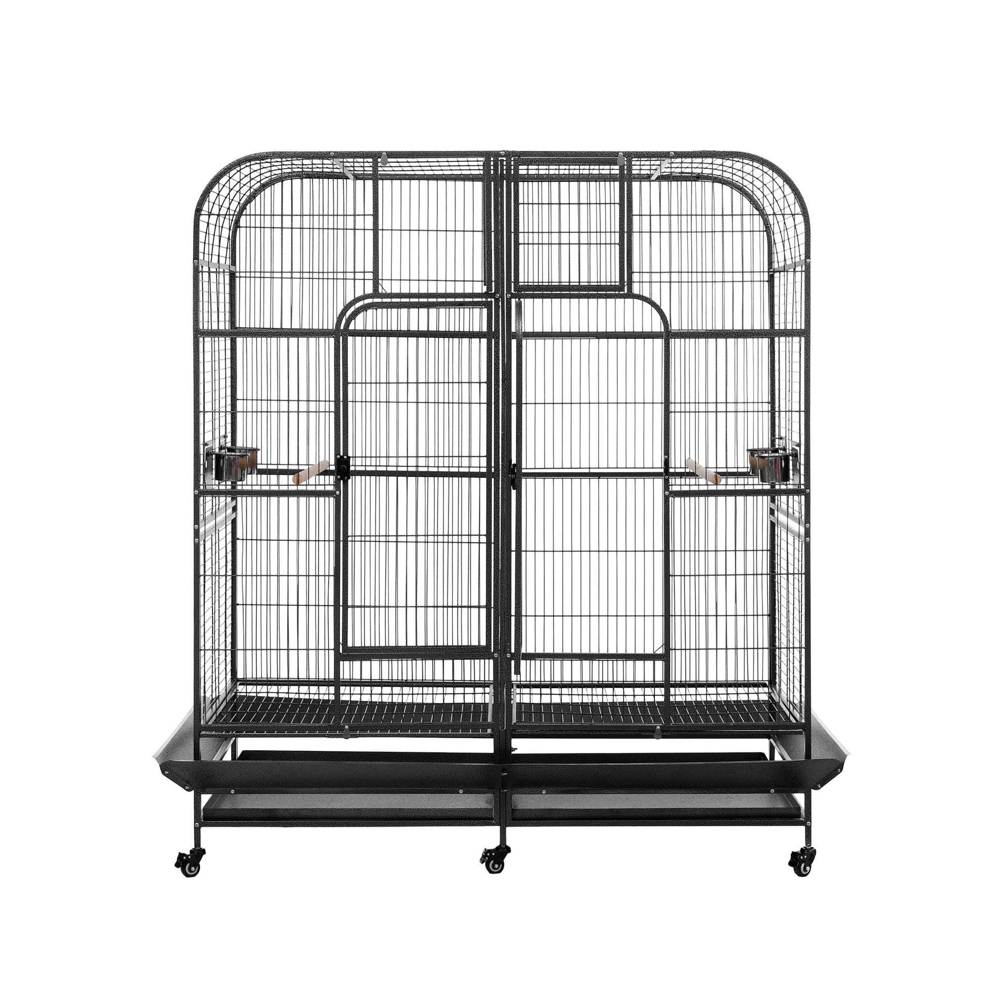 i.Pet Bird Cage Extra Large Aviary 185cm Pet Parrot Cage Castor Wheel Removable Divider PET-BIRDCAGE-H185-BK-AB