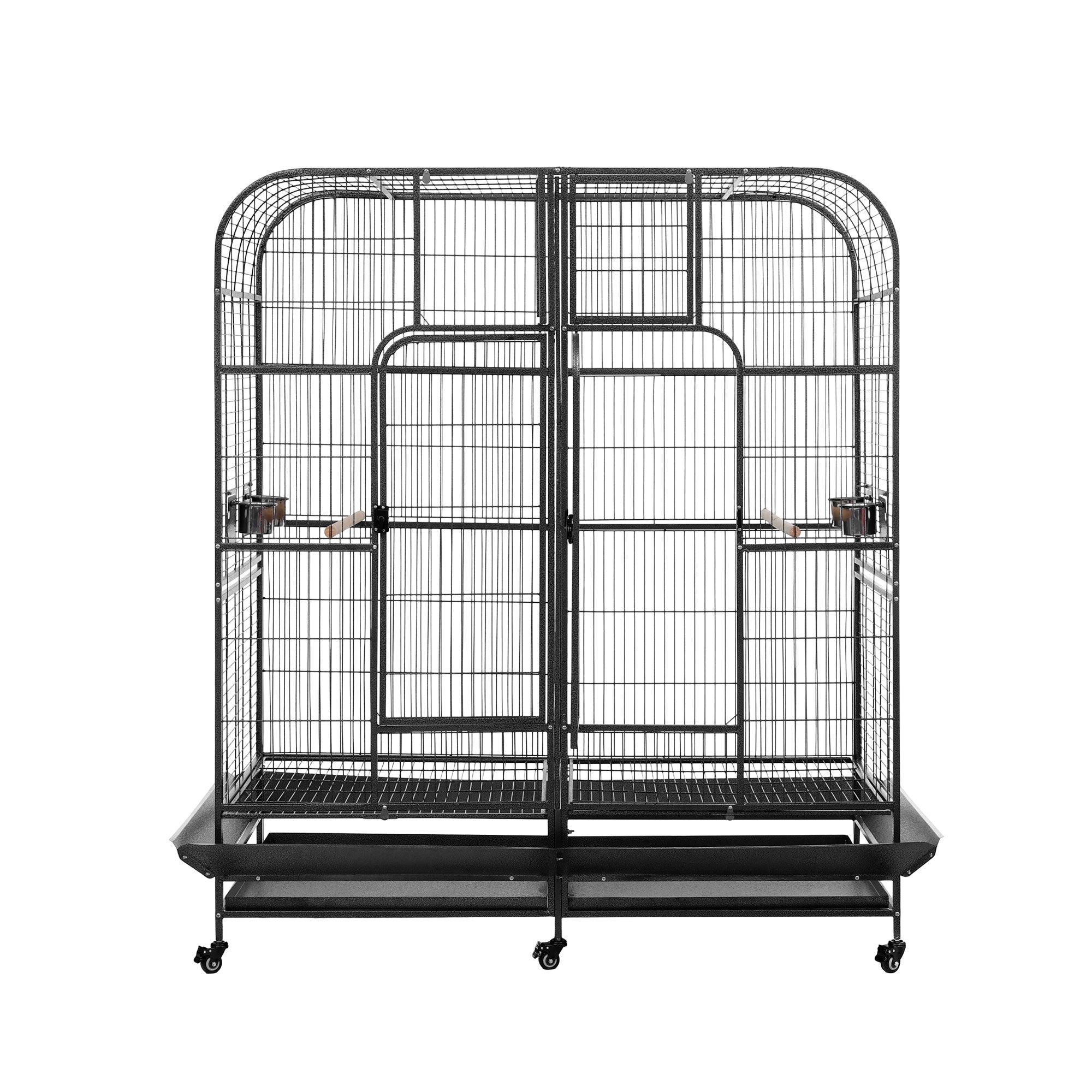 i.Pet Bird Cage Extra Large Aviary 185cm Pet Parrot Cage Castor Wheel Removable Divider PET-BIRDCAGE-H185-BK-AB