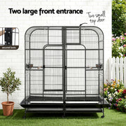 i.Pet Bird Cage Extra Large Aviary 185cm Pet Parrot Cage Castor Wheel Removable Divider PET-BIRDCAGE-H185-BK-AB