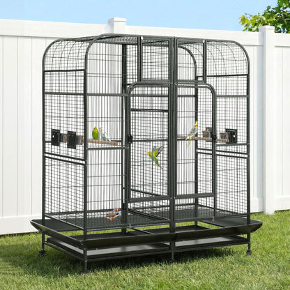 i.Pet Bird Cage Extra Large Aviary 185cm Pet Parrot Cage Castor Wheel Removable Divider PET-BIRDCAGE-H185-BK-AB
