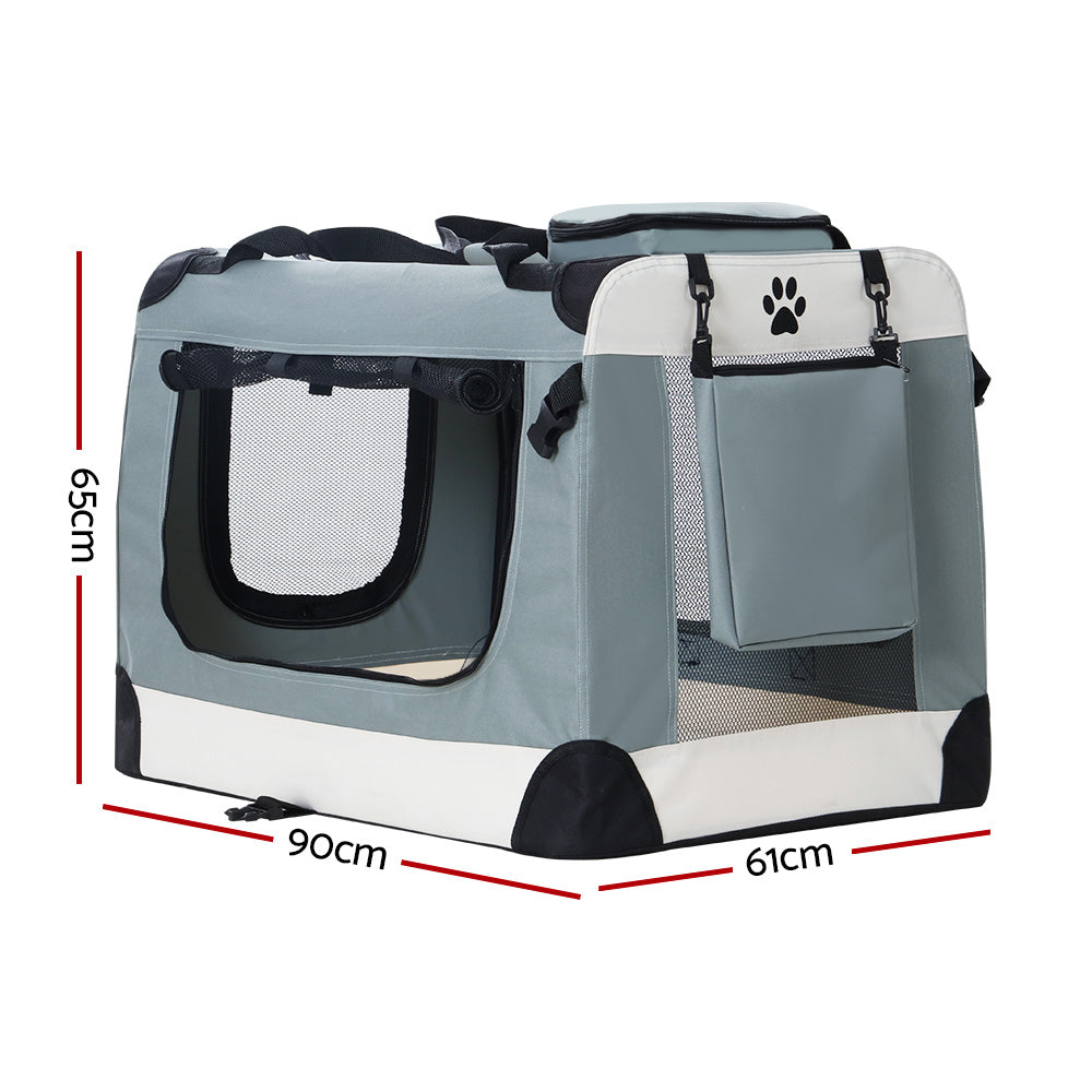 i.Pet Pet Carrier Soft Crate Dog Cat Travel 90x61CM Portable Foldable Car 2XL PET-CARRIER-2XL-BL