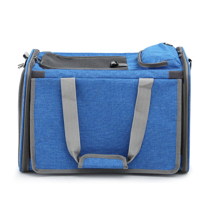 i.Pet Pet Carrier Bag Foldable Dog Cat Durable Crate Travel Cage Portable Car Kennel Blue PET-CARRIER-48X30-BL