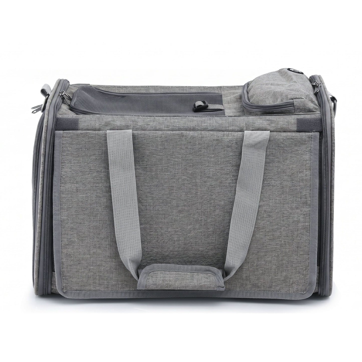 i.Pet Pet Carrier Bag Foldable Dog Cat Durable Crate Travel Cage Portable Car Kennel Grey PET-CARRIER-48X30-GR