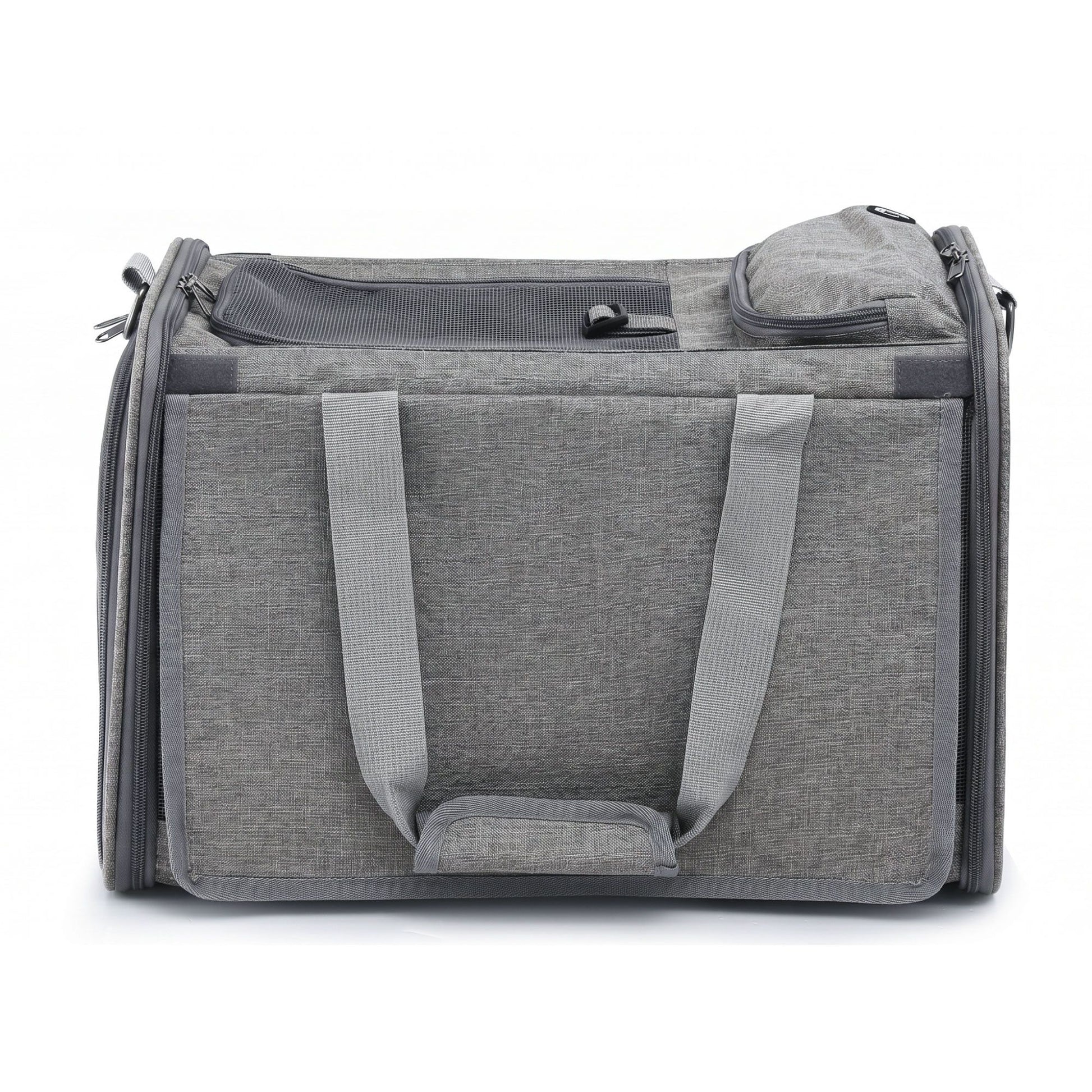 i.Pet Pet Carrier Bag Foldable Dog Cat Durable Crate Travel Cage Portable Car Kennel Grey PET-CARRIER-48X30-GR