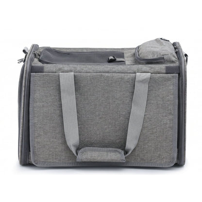 i.Pet Pet Carrier Bag Foldable Dog Cat Durable Crate Travel Cage Portable Car Kennel Grey PET-CARRIER-48X30-GR