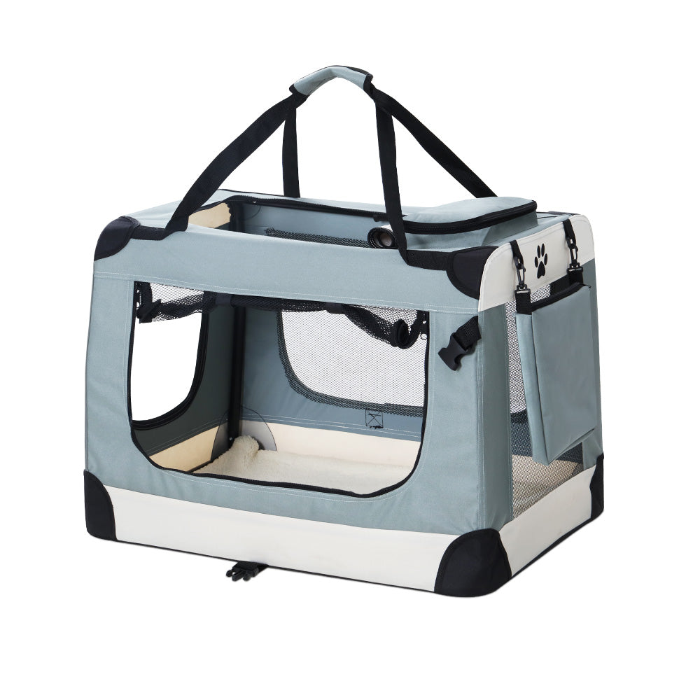 i.Pet Pet Carrier Soft Crate Dog Cat Travel 70x52CM Portable Foldable Car Large PET-CARRIER-L-BL