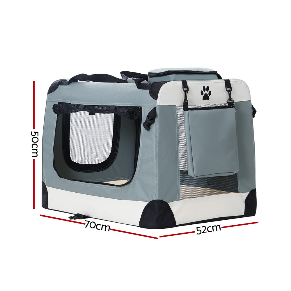 i.Pet Pet Carrier Soft Crate Dog Cat Travel 70x52CM Portable Foldable Car Large PET-CARRIER-L-BL