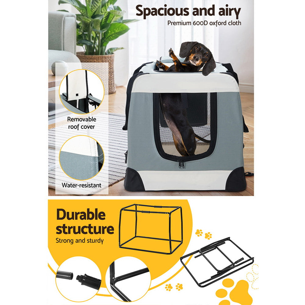 i.Pet Pet Carrier Soft Crate Dog Cat Travel 70x52CM Portable Foldable Car Large PET-CARRIER-L-BL