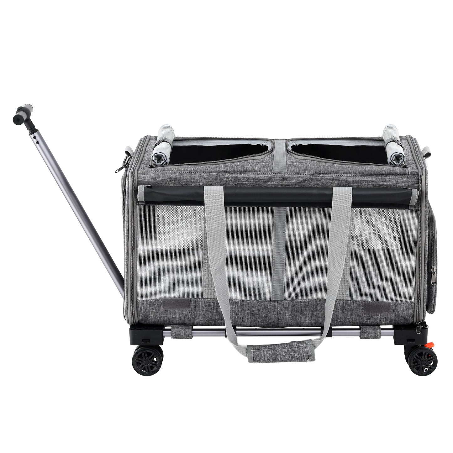 i.Pet Pet Carrier Swivel Wheels Foldable Cat Dog Trolley Stroller Travel Bag Grey PET-CARRIER-WL60X38-GR