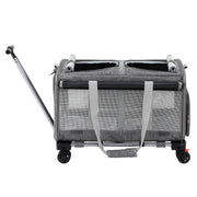 i.Pet Pet Carrier Swivel Wheels Foldable Cat Dog Trolley Stroller Travel Bag Grey PET-CARRIER-WL60X38-GR