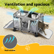 i.Pet Pet Carrier Swivel Wheels Foldable Cat Dog Trolley Stroller Travel Bag Grey PET-CARRIER-WL60X38-GR