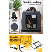 i.Pet Pet Carrier Soft Crate Dog Cat Travel 82x58CM Portable Foldable Car XL PET-CARRIER-XL-GR