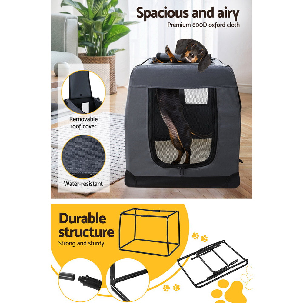 i.Pet Pet Carrier Soft Crate Dog Cat Travel 82x58CM Portable Foldable Car XL PET-CARRIER-XL-GR