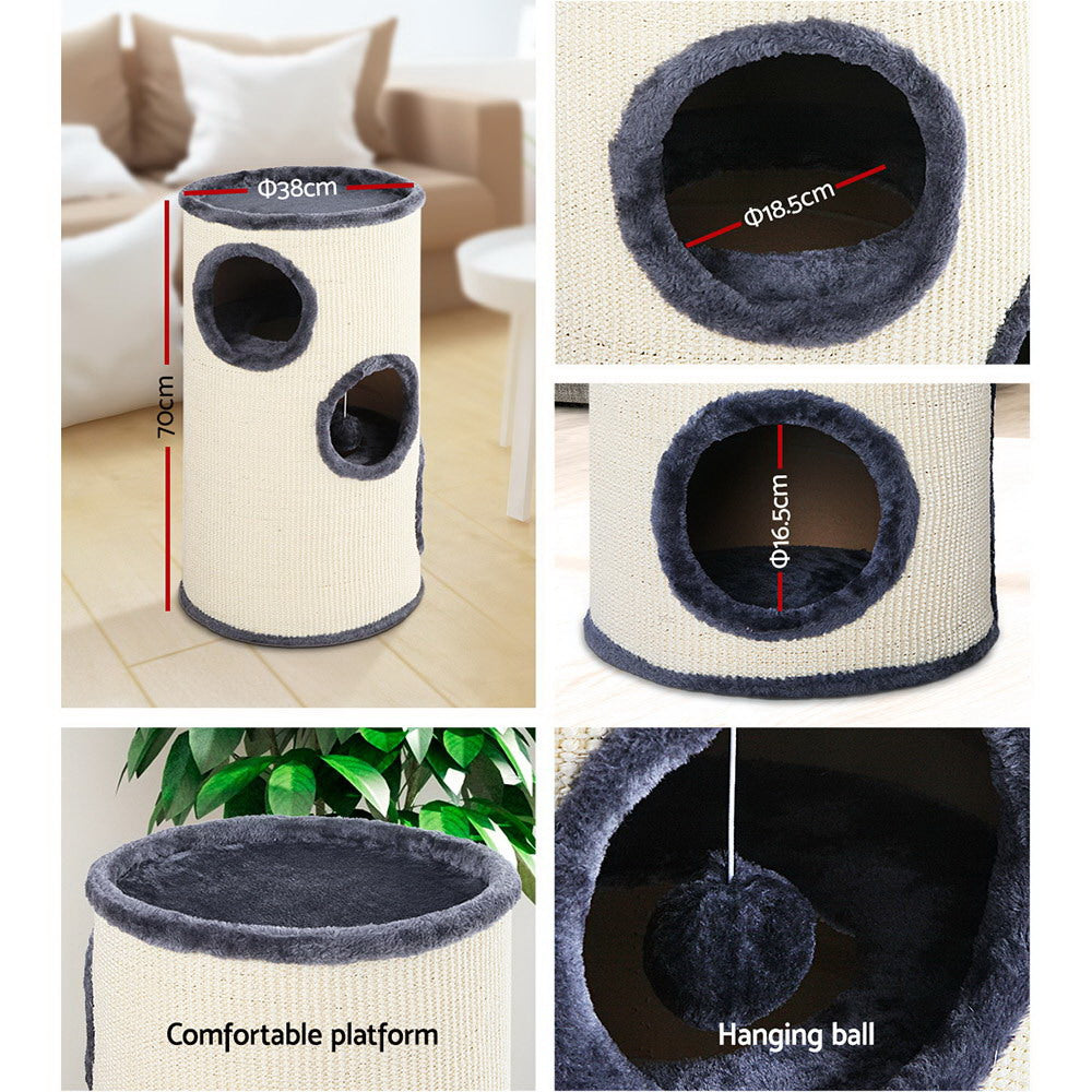 i.Pet Cat Tree 70cm Scratching Post Tower Scratcher Trees Wood Condo House Toys PET-CAT-005P-70-GR
