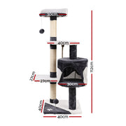 i.Pet Cat Tree 112cm Tower Scratching Post Scratcher Wood Condo House Furniture PET-CAT-14711-GR