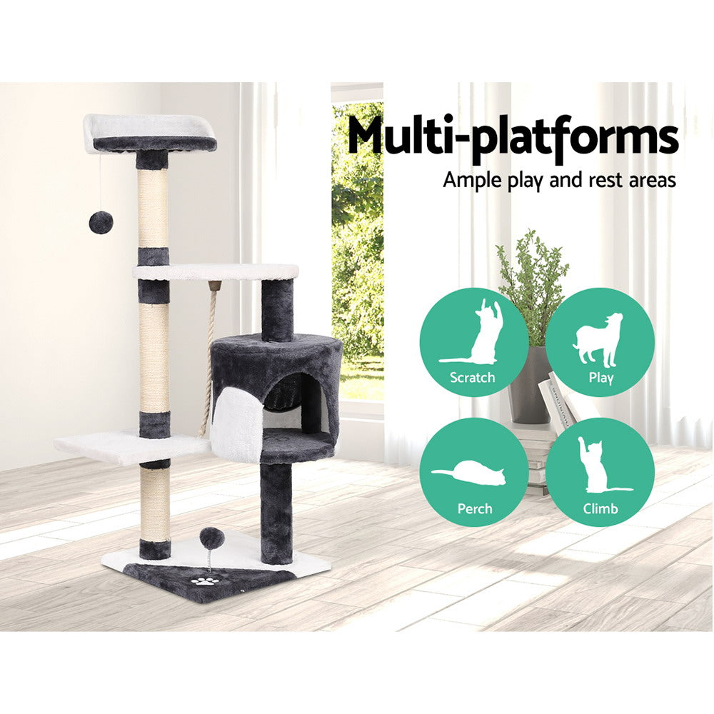 i.Pet Cat Tree 112cm Tower Scratching Post Scratcher Wood Condo House Furniture PET-CAT-14711-GR