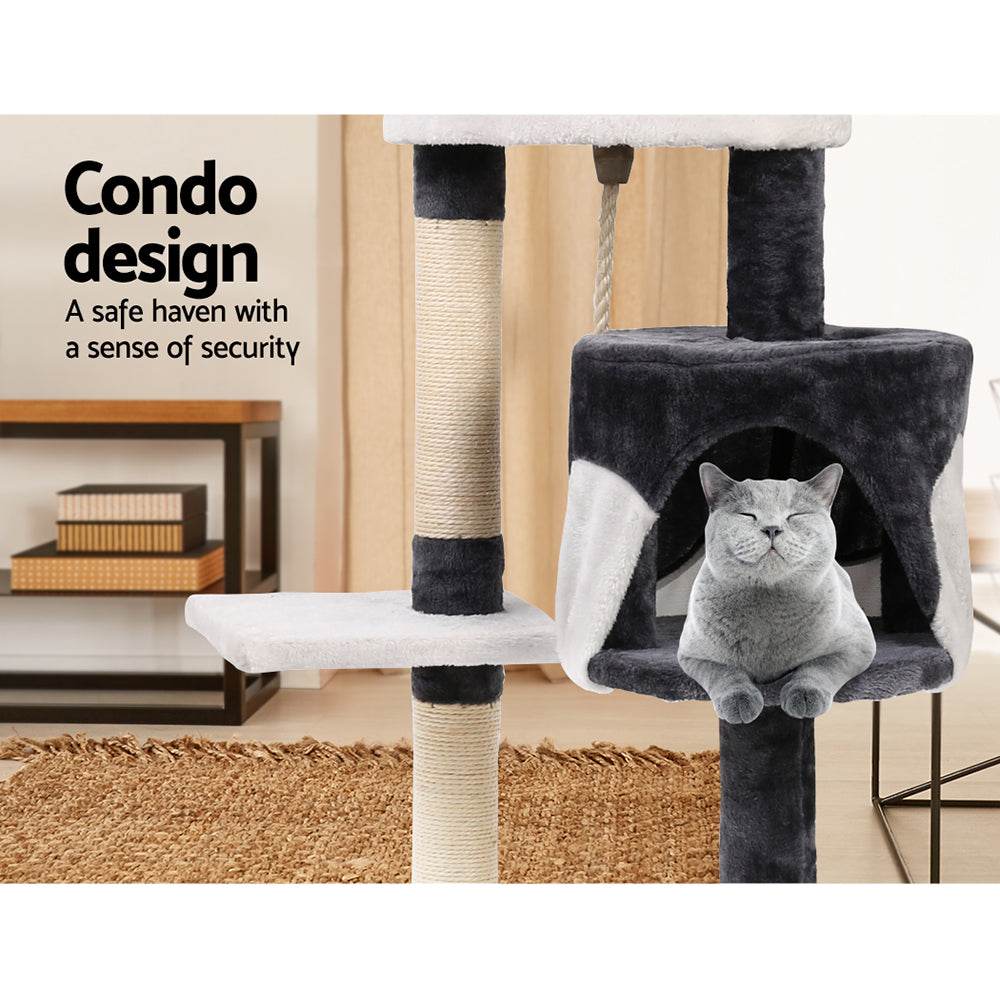 i.Pet Cat Tree 112cm Tower Scratching Post Scratcher Wood Condo House Furniture PET-CAT-14711-GR
