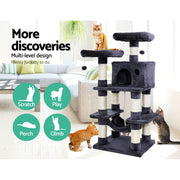 i.Pet Cat Tree 145cm Tower Scratching Post Scratcher Wood Condo House Large Bed PET-CAT-706FSB-GR