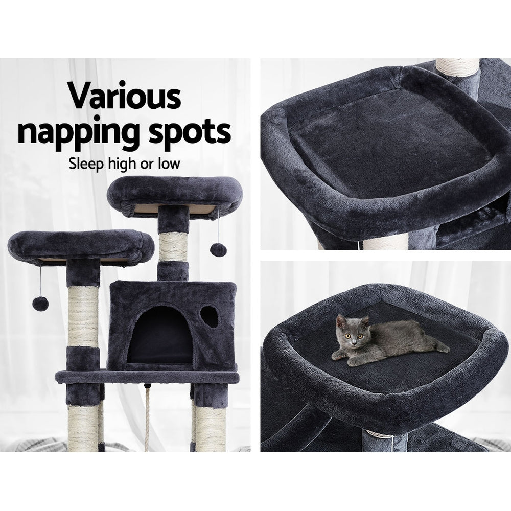 i.Pet Cat Tree 145cm Tower Scratching Post Scratcher Wood Condo House Large Bed PET-CAT-706FSB-GR