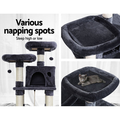 i.Pet Cat Tree 145cm Tower Scratching Post Scratcher Wood Condo House Large Bed PET-CAT-706FSB-GR