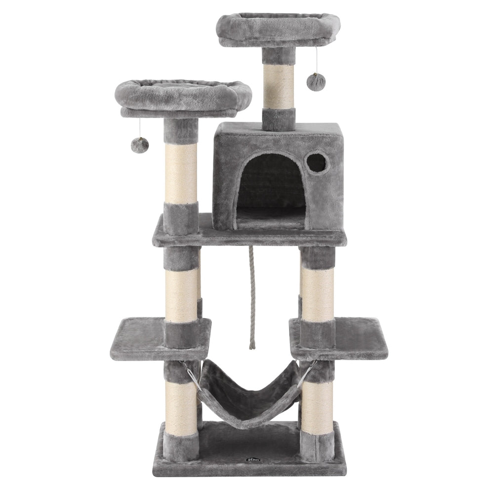 i.Pet Cat Tree 145cm Tower Scratching Post Trees Scratcher Condo House Light Grey PET-CAT-706FSB-LTGR