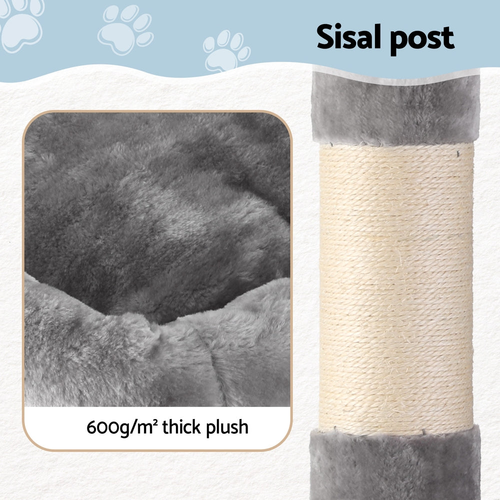 i.Pet Cat Tree 145cm Tower Scratching Post Trees Scratcher Condo House Light Grey PET-CAT-706FSB-LTGR