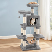 i.Pet Cat Tree 145cm Tower Scratching Post Trees Scratcher Condo House Light Grey PET-CAT-706FSB-LTGR